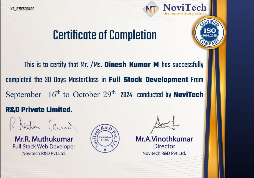 Full stack certificate